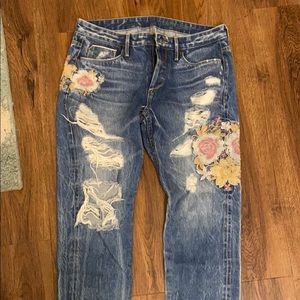 Tortoise Embroidered Boyfriend Jeans
